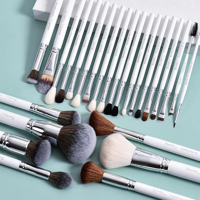 Professional Makeup Artist Brushes Set 26Pcs Real Natural Goat Hair Labeled White Makeup Brush Set with Foundation Powder blush concealer blending eyeshadow contour make up brushes set-Velvo Beauty