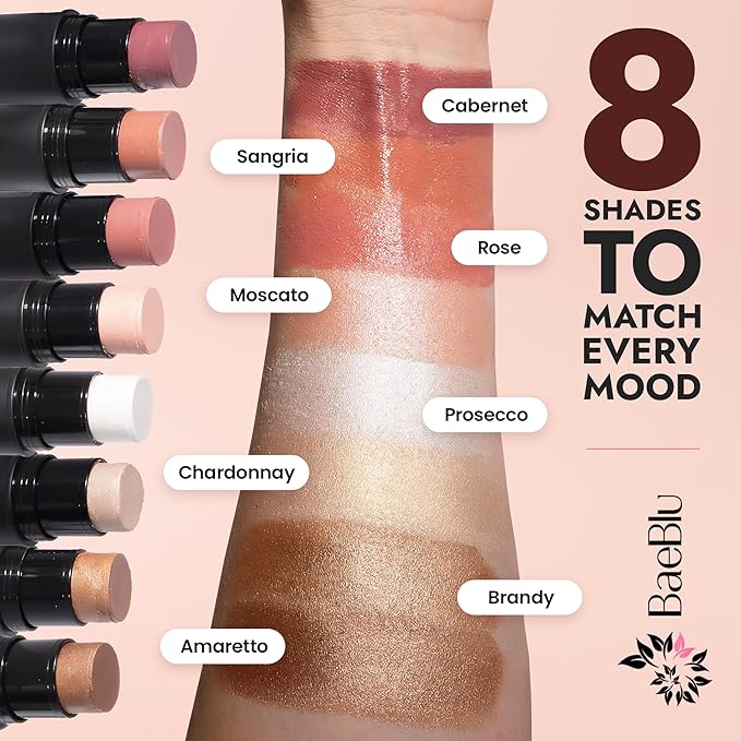 Organic Blush Tube, Chardonnay - 100% Natural Vegan Cream Blush Sticks, Multi-Use Bronzer, & Highlighter for Lips, Cheeks & Eyes, Buildable Shimmer, Gluten-Free, Paraben-Free, Made in USA-Velvo Beauty