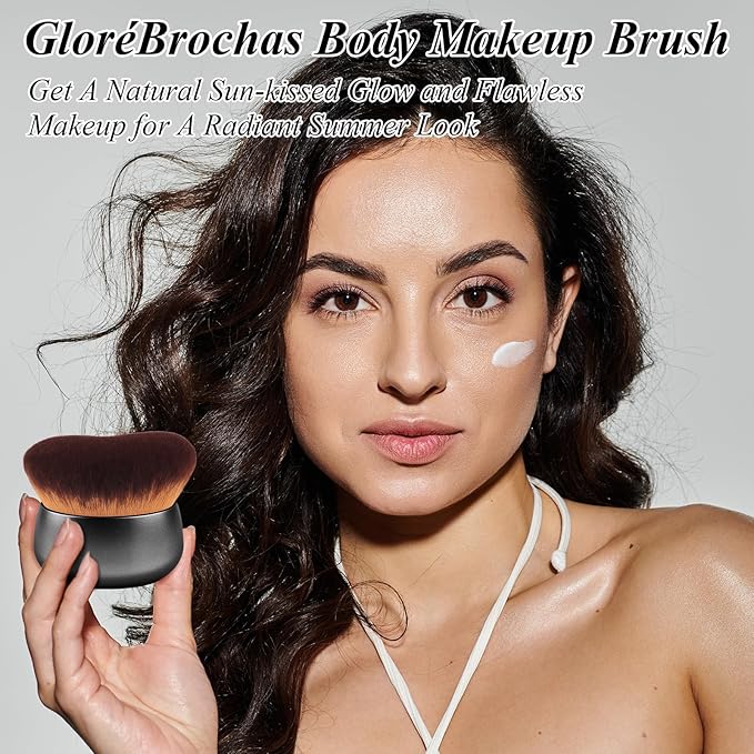 75MM Extra Large Self Tanner Kabuki Makeup Brush – Ultra Soft Dense Vegan Bristles for Body Makeup, Bronzer & Foundation–Applies Tanning Mousse, Lotion & Self Tanner–Black, Wet & Dry-Velvo Beauty