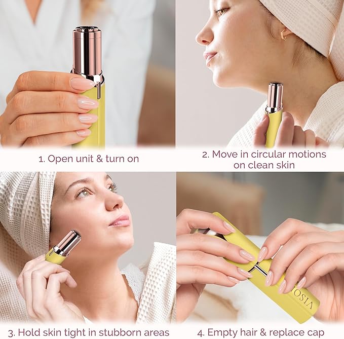 Facial Hair Removal for Women | Electric Razor Device Small Mustache Dermaplaning Remover Tools Tweezers Epilator Trimmer Face Dermaplane Shavers Beauty Gadgets Set Accessories by VISOFO (Citrine)-Velvo Beauty