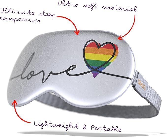 SMUG Satin Sleep Mask & Eye Mask | Travel Sleep Masks for Women & Men | Soft Sleeping Eye Mask to Nourish Skin & Reduce Dark Circles | Eye Sleep Mask Shades to Block Out Light | Pride Love-Velvo Beauty