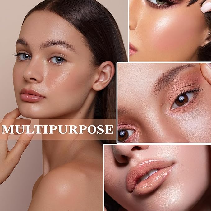 Cream Blush Stick with Brush and Makeup Sponge,Waterproof Multi Cream Makeup Stick,Lightweight,Long-lasting,2 in 1 Multi Blush for Cheeks & Lip Tint & Eyeshadow Q-Velvo Beauty