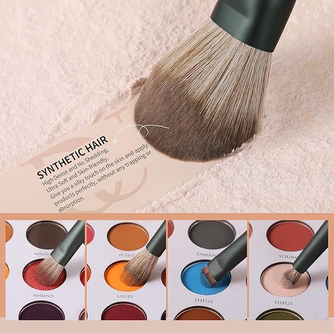 DUcare Makeup Brushes 14Pcs with 3Pcs Makeup Spong & Cosmetic Bag - Lime Mojito Series Makeup Brush Set for Foundation Blending Face Powder Blush Concealers Eye Shadows-Velvo Beauty
