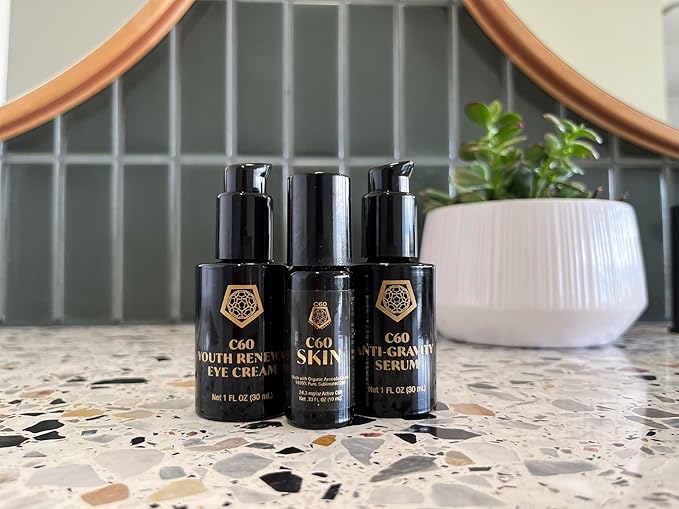 C60 Skincare - Age-Defying Antioxidant Protection - Reduce Wrinkles, Heal Skin, Non-Greasy - Face, Body, Bug Bites, Scarring - Organic Avocado Oil, 99.99% Pure (Regular, C60 Anti-Gravity Serum)-Velvo Beauty