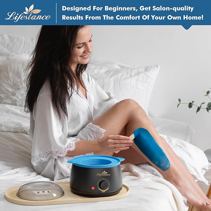 Lifestance Complete Home Waxing Kit, L1 Hard Wax Warmer for Hair Removal, Brazilian Bikini Wax Kit for Women Men, 59 Items, No-Mess Silicone Liner, Wax Heater, Hot Wax Pot for Body Leg Face Eyebrow-Velvo Beauty