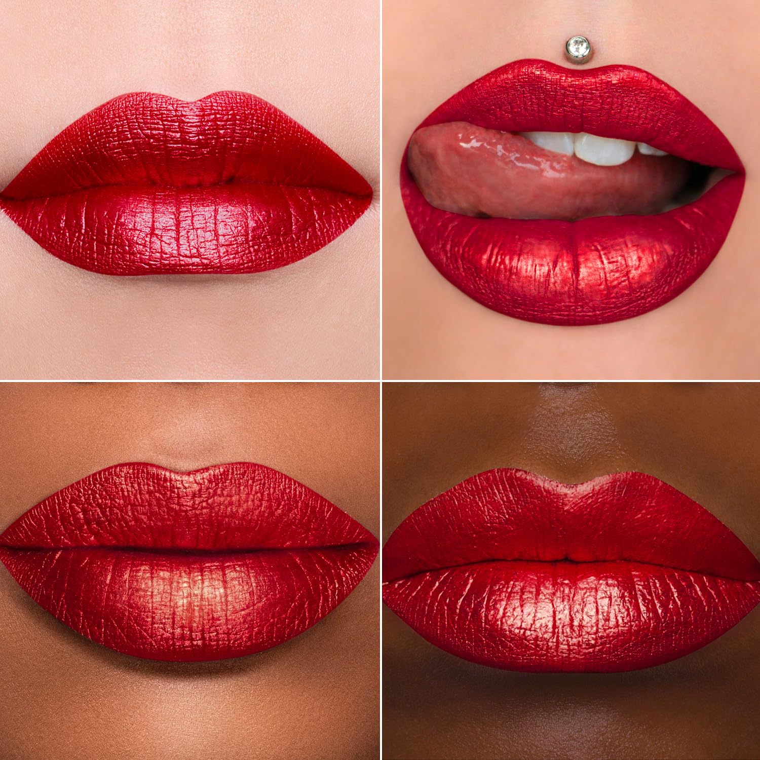 MAKI YIKA 3Pc Metallic Lipstick Long Lasting Nude Pink Red Glitter Lipsticks High Shine Lipstick No Smudge No Transfer Liquid Lip Gloss (Nude/Pink/Red)-Velvo Beauty