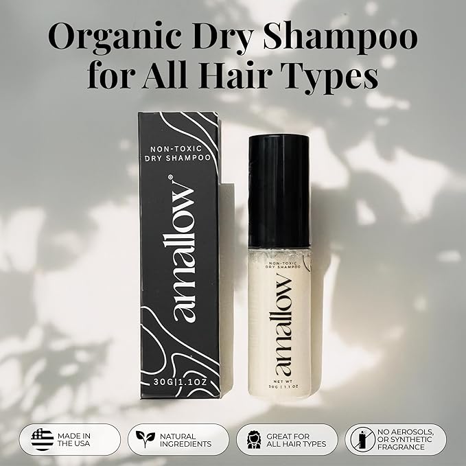 Amallow - Non Toxic Dry Shampoo Powder – With Organic Ingredients - Arrowroot, Bentonite Clay, Aloe Vera, & Essential Oils – No Talc, No Aerosol - Men & Women - Great For Travel-Velvo Beauty