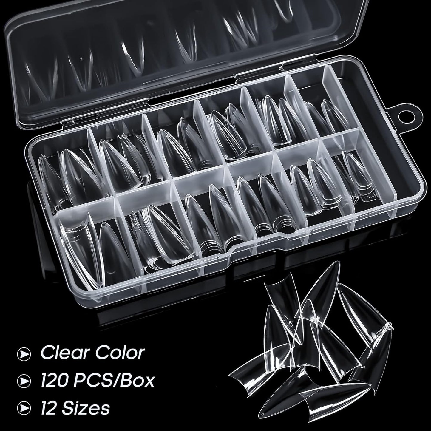 Ranrose 120PCS Short Nail Tips,Short Soft Gel Stiletto Nail Tips Half Cover False Nail Almond Shape Point Acrylic Sharp Artificial False Nail For DIY-Velvo Beauty