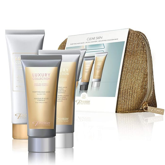 Premier Dead Sea Classic Clear Skin Kit Mud Mask + Moisturizing Collagen Mask + Facial peeling-Velvo Beauty
