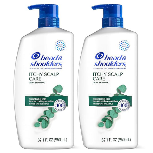 Head & Shoulders Itchy Scalp Care Dandruff Shampoo, Anti-Dandruff Treatment, Infused with Eucalyptus, 32.1 Fl Oz Each, Twin Pack-Velvo Beauty