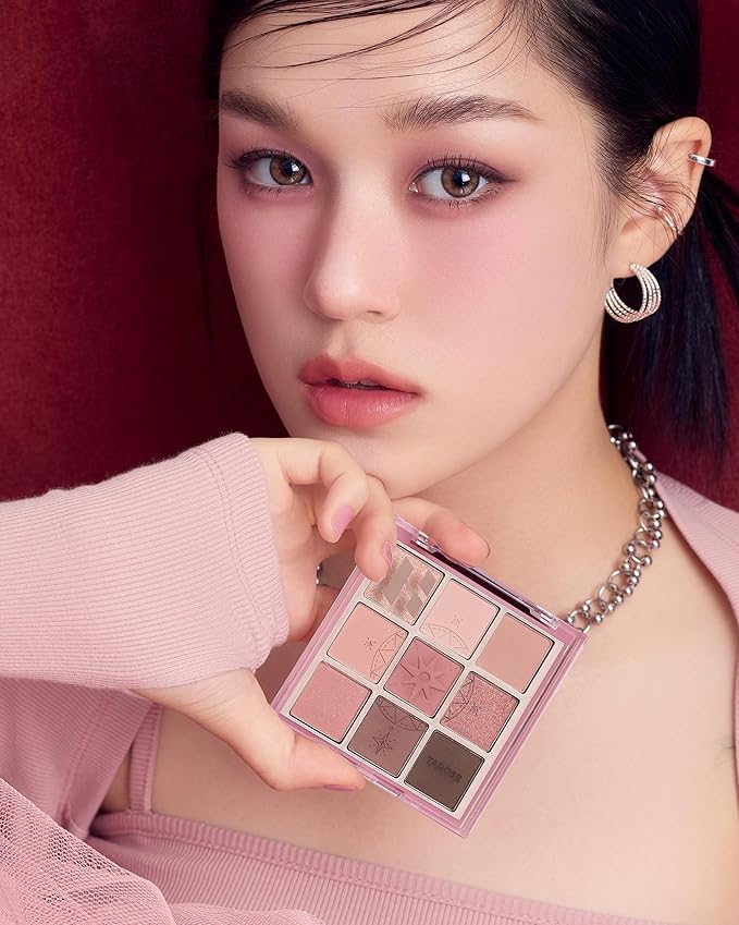 HOLIKA HOLIKA My Fave Mood 10 Pick the Rose - 9 Colors Eye Palette - Warm Tone Rose, Brown & Marsala - Matte Shimmer Eyeshadow Kit - Multipurpose for Blusher - Flawless Finish, Soft-Velvo Beauty