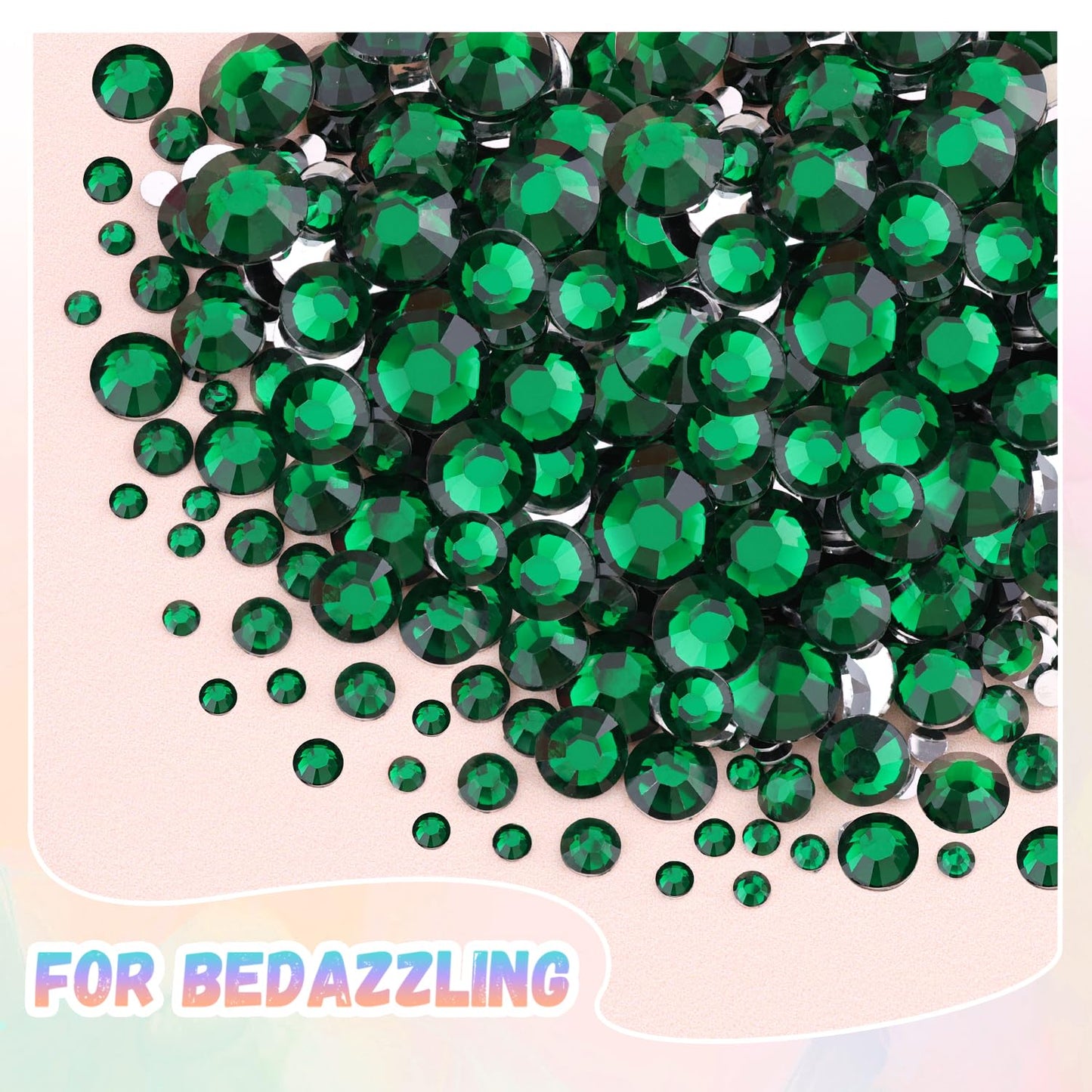 25000Pcs Resin Jelly Rhinestones with Tweezers for Crafting, 2-6mm Mixed Sizes (Dark Green) Non Hotfix Flatback Gems, Bedazzling Crystal for DIY Crafts Clothing Tumblers Mugs Shoes Decor Nail Art-Velvo Beauty