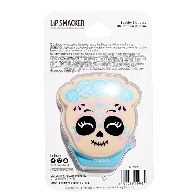 Lip Smacker Day of the Dead Lip Balm - Spooky Blooberry (Blue)-Velvo Beauty