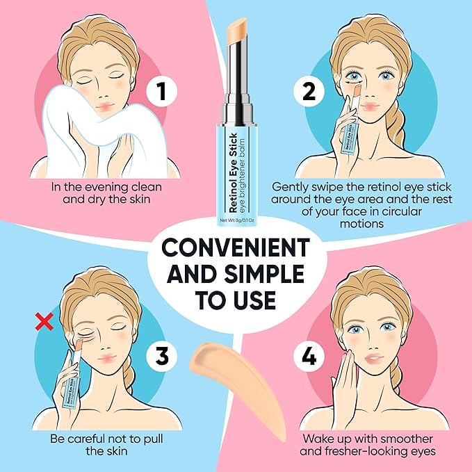 Retinol Eye Brightener Cream Stick, Vitamin C & E Enriched Under Eye Bags Care for Dark Circles, Puffiness & Anti-Aging, Hydrating Eye Balm for All Skin Types-Velvo Beauty