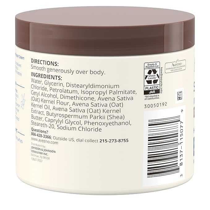 Aveeno Skin Relief Intense Moisture Repair Body Cream with Triple Oat & Shea Butter Formula, Helps Relieve & Restore Extra-Dry Skin with Long-Lasting Moisture, Fragrance-Free, 11 oz-Velvo Beauty