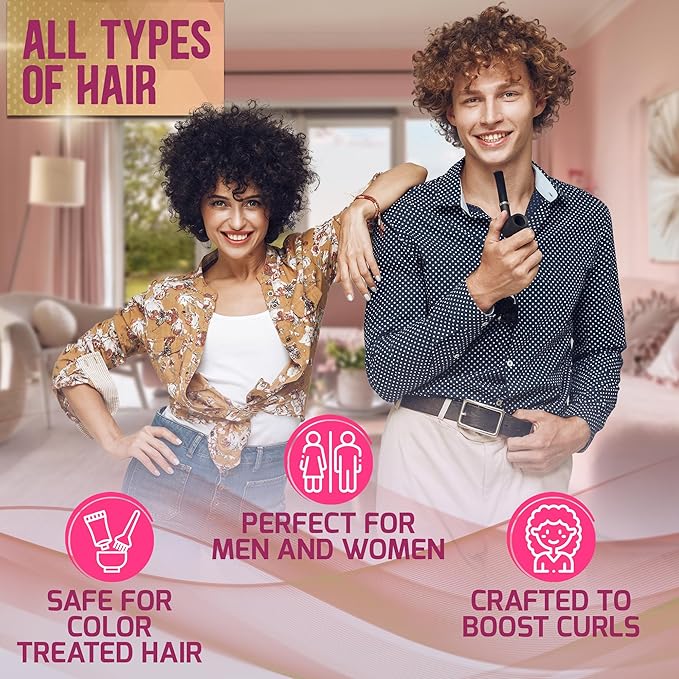 Curly Hair Shampoo and Conditioner Set - Sulfate Free and Color Safe - For Wavy, Frizzy, Fine, Black and Permed Styles - Moisturizing for Men and Women - Deep Curl Hydrating Products with Argan Oil-Velvo Beauty