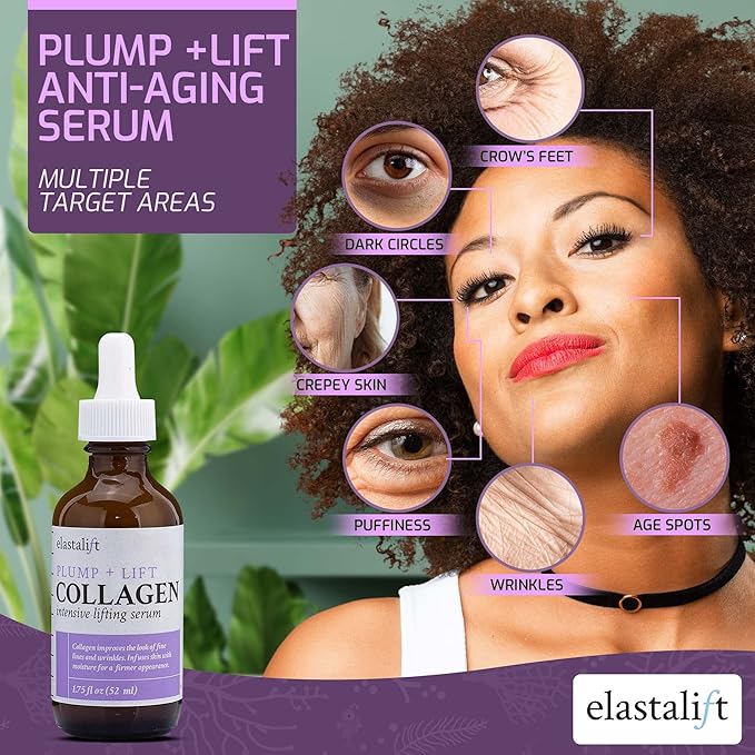 Elastalift Collagen Serum For Face + Collagen Body Cream & Face Moisturizer 2pc Skin Care Bundle| Collagen Face Serum + Body Lotion For Skin Tightening To Lift, Plump, & Firm Sagging Skin, 2PC Set-Velvo Beauty