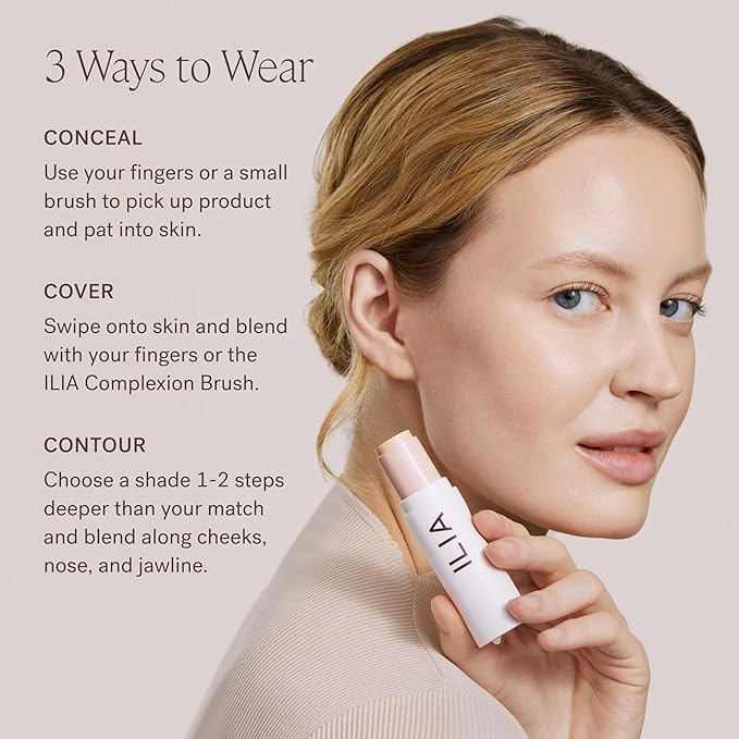 ILIA - Skin Rewind Complexion Stick - Foundation + Concealer + Skincare | Non-Toxic, Vegan, Cruelty-Free, Clean Makeup (31C - Cedar, 0.35 oz | 10 g)-Velvo Beauty