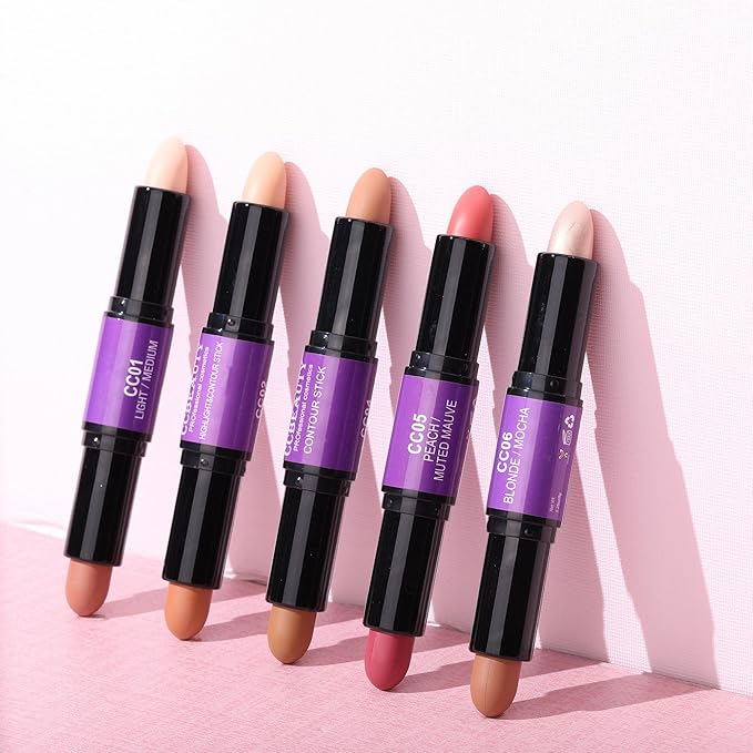 CCbeauty 2-in-1 Blush Stick for Cheeks - Cream 2 Colors Dual Blushing Makeup Stick for Cheeks, Eyes & Lips, Natural Blendable Moisturizing Long-Lasting Smooth Blushes,Peach & Muted Mauve-Velvo Beauty