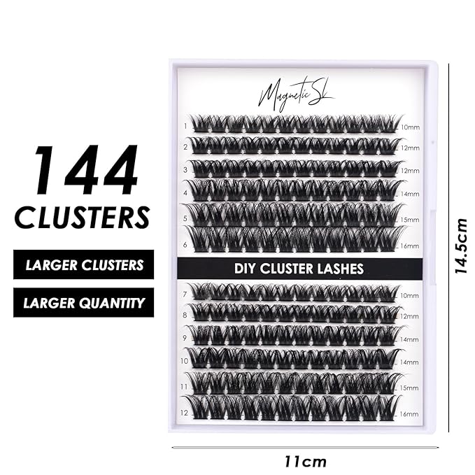 Lash Clusters 144 Pcs Individual Lashes Clusters Eyelash Extensions False Eyelashes DIY Lash Extension Reusable False Eyelashes Natural Look Mix 10-16mm C D Curl-DM27-Velvo Beauty