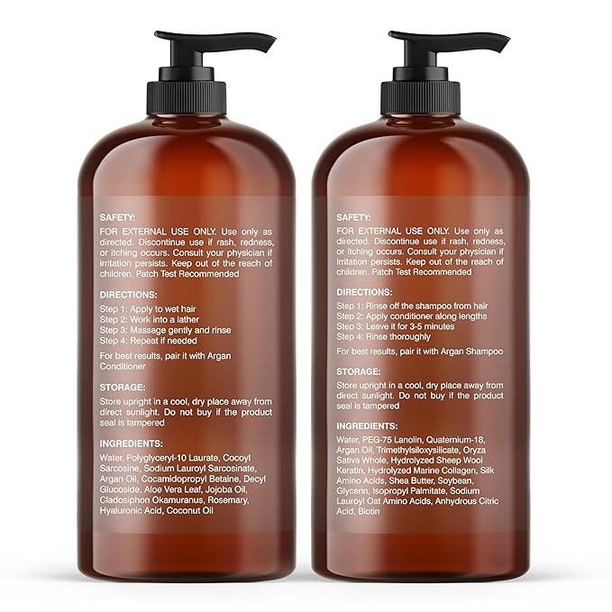 Botanic Hearth Argan Oil Shampoo And Conditioner Set | 16 Fl Oz Each With Keratin, Restorative & Moisturizing, Sulfate Free | All Hair Types & Color Treated Hair, Men And Women | (Packaging May Vary)-Velvo Beauty