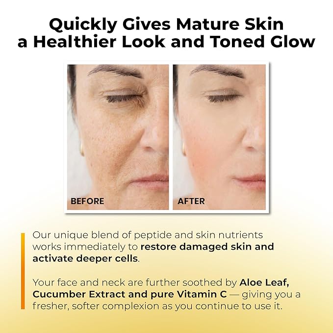 Peptide-C Radiance Serum - Anti-Aging Face Serum with Peptides, Vitamin C, Hyaluronic Acid - Hydrates, Firms, Smooths Wrinkles, 1 oz-Velvo Beauty