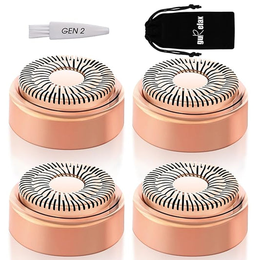 Replacement Heads for Finishing Touch Flawless Facial Hair Remover Device for Women, Replacement Blades for Flawless Replacement Heads Gen 2, 18k Gold with Gurelax Flannel Bag (4)-Velvo Beauty