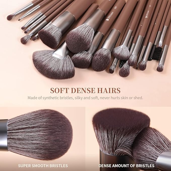 DUcare Professional Makeup Brush Set 22Pcs with Travel Case Synthetic Kabuki Foundation Brush, Face Powder Brush, Blush Brush, Concealer Brush, Eyeshadow Brushes-Velvo Beauty
