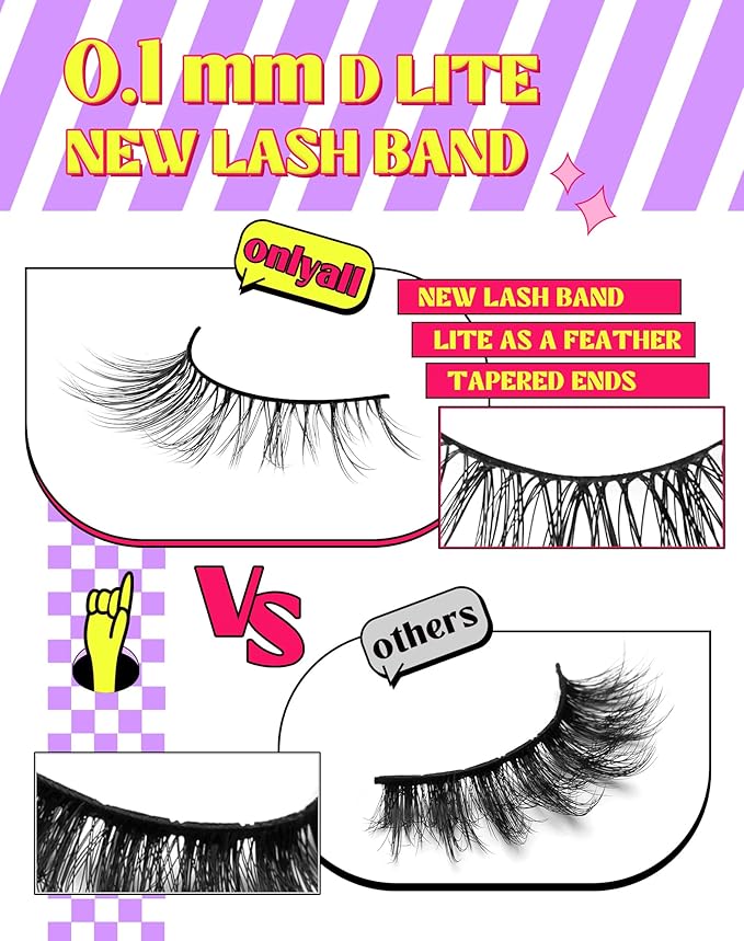 Onlyall Wispy Lashes - Natural Flared False Eyelashes, Soft Fluffy, 7 Pairs DK56-Velvo Beauty