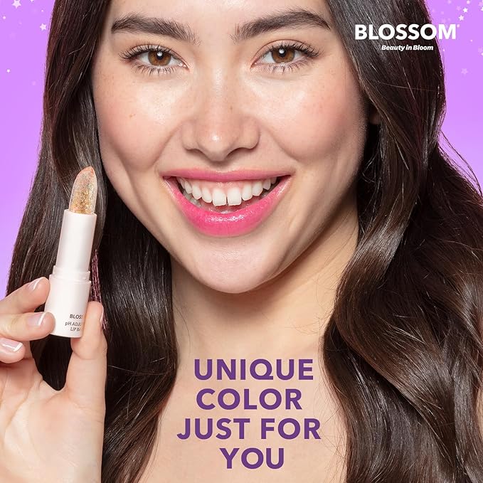 Blossom pH Adjusting Shimmering Lip Balm Moisturizing Glitter Sparkle Lip Balm, 0.12oz./3.5g, Coral-Velvo Beauty