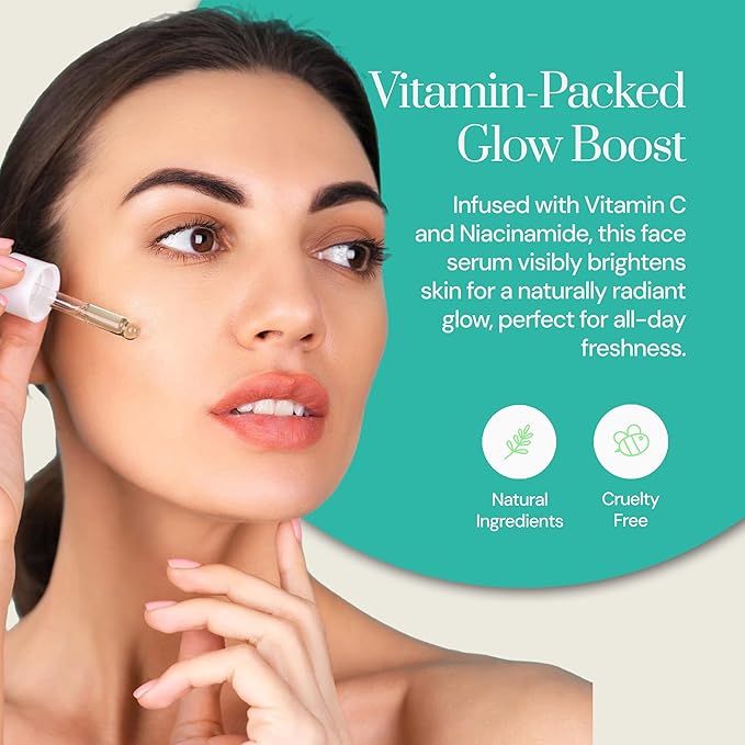 Soapstones Natural Glo Facial Serum - Niacinamide and Hyaluronic Acid Vitamin C Serum - Bilberry, Sugar Cane, Maple, Lemon and Orange Extracts Infused Face Serum-Velvo Beauty