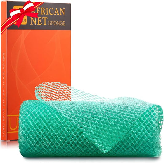 UJFQBH African Bath Sponge African Net Long Net Bath Sponge Exfoliating Shower Body Scrubber Back Scrubber Skin Smoother,Great for Daily Use (Green)-Velvo Beauty