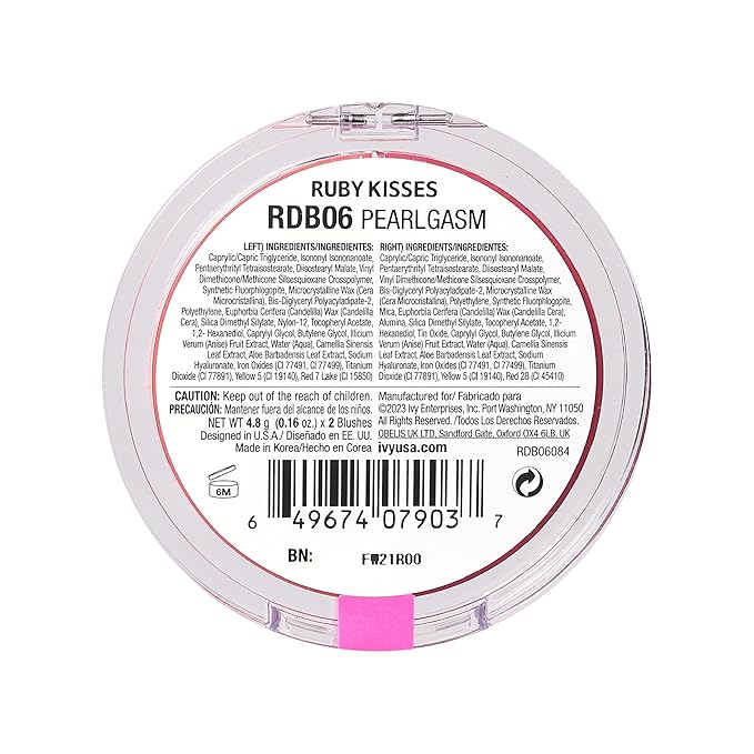 Ruby Kisses Duo Cream Blush, Smooth, Natural-Looking, Long-Lasting Face Makeup Blush for Cheeks, Lips, and Eyes, Buildable and Blendable, Infused with Green Tea, Aloe Vera Extract, and Hyaluronic Acid-Velvo Beauty