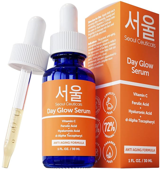 SeoulCeuticals Korean Skin Care 20% Vitamin C Hyaluronic Acid Serum + CE Ferulic Acid - Potent Anti Aging, Anti Wrinkle Korean Beauty 1oz-Velvo Beauty