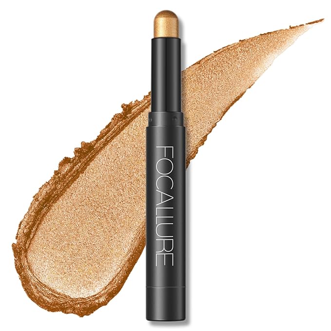 FOCALLURE Shimmer and Matte Cream Eyeshadow Stick,Smooth Brilliant Eye Brightener Pencil for Women,Long Lasting Waterproof Eye Shadow and Liners Makeup,CORAL-Velvo Beauty