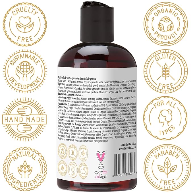 Organic Travel Size Conditioner 2 oz | Fortifying, Strengthening & Rejuvenating | Stops Hair Shedding, Promotes Hair Growth | Ayurvedic Herbs, Lavender, Ginger, Rosemary, Patchouli & Cloves-Velvo Beauty