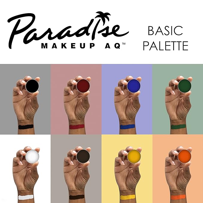 Mehron Makeup Paradise Makeup AQ 8 Color Basic Palette | Magnetic Refillable Body Paint & Face Paint Palette | Professional Water Activated Makeup for Costumes, SFX, Halloween, & Cosplay-Velvo Beauty