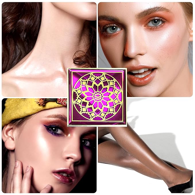Face Highlighters Exquisite 3D Texture Luminizers Palette, Shiny Contour Makeup Illuminator for Body Cheek Eyebrow Nose Chin Lip Glossy Shimmer Contouring Palette-Velvo Beauty