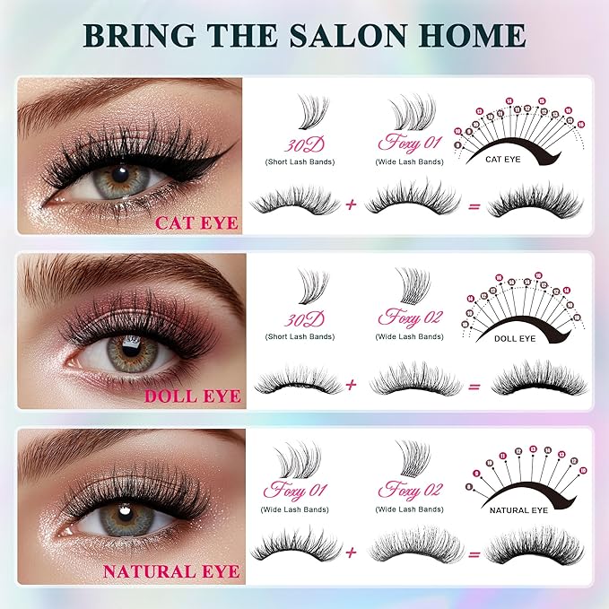 Lash Clusters Wispy - Lash Clusters,30D 40D Lash Clusters For Natural Look WideSpan 8-16MM Eyelash Clusters D Curl Lash Clusters For DIY Lashes At Home-Velvo Beauty