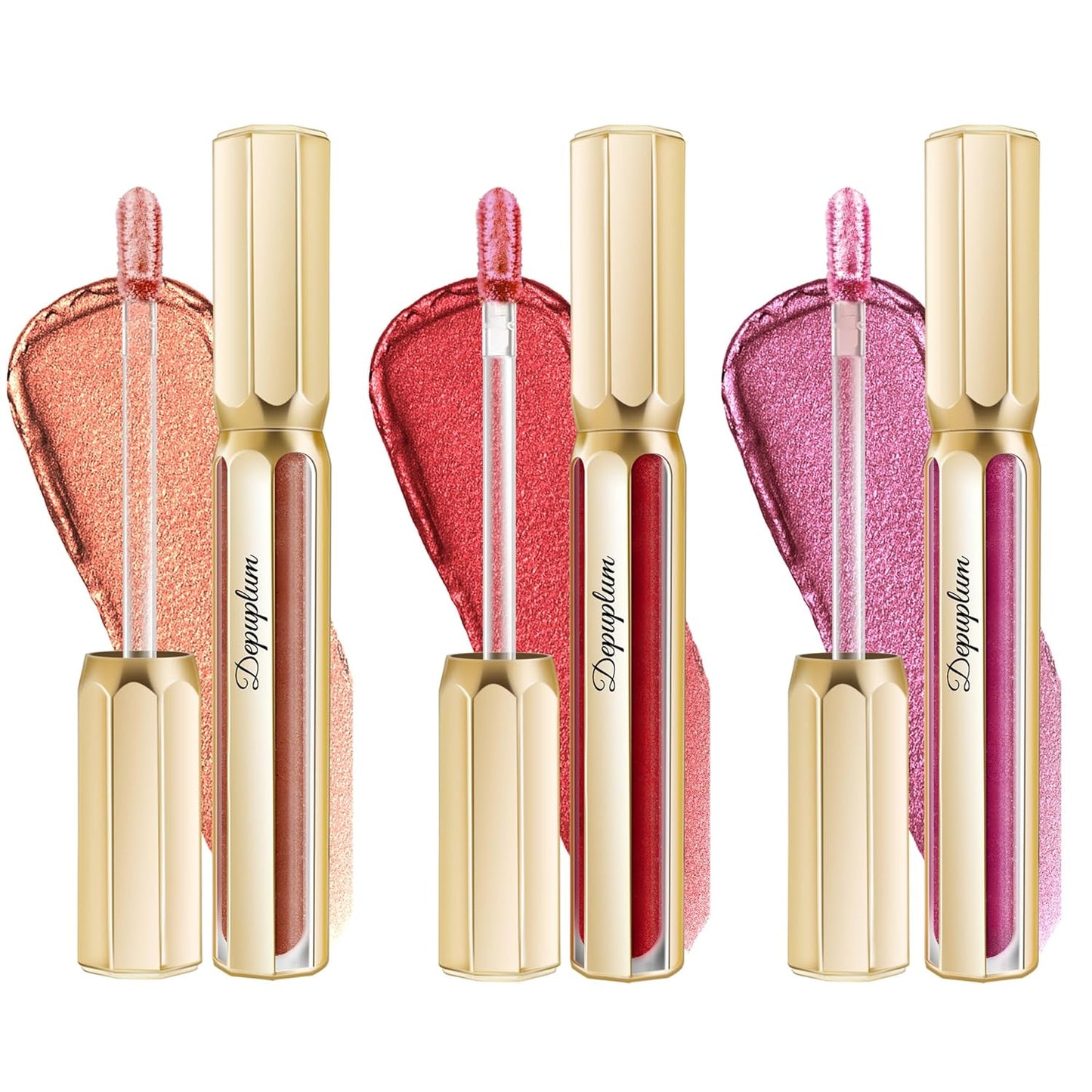 3Pc Lipsticks Set for Women Metallic Lipstick Long Lasting Dark Red Bronze Burgundy Lip Gloss, Metal Shine Lightweight Hydrating Full Coverage Lip Color, DP103/104/107-Velvo Beauty