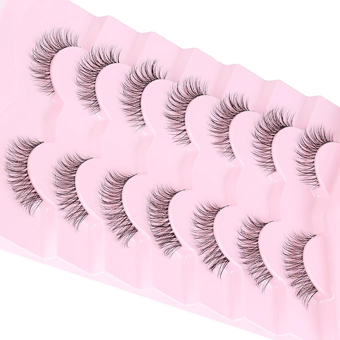 Lashes Natural Look False Eyelashes Wispy 13mm Eye Lashes Pack with Thin Cotton Band C Curl Fake Eyelashes 3D Volume For Daily Siligli Lash 7 Pair-Velvo Beauty
