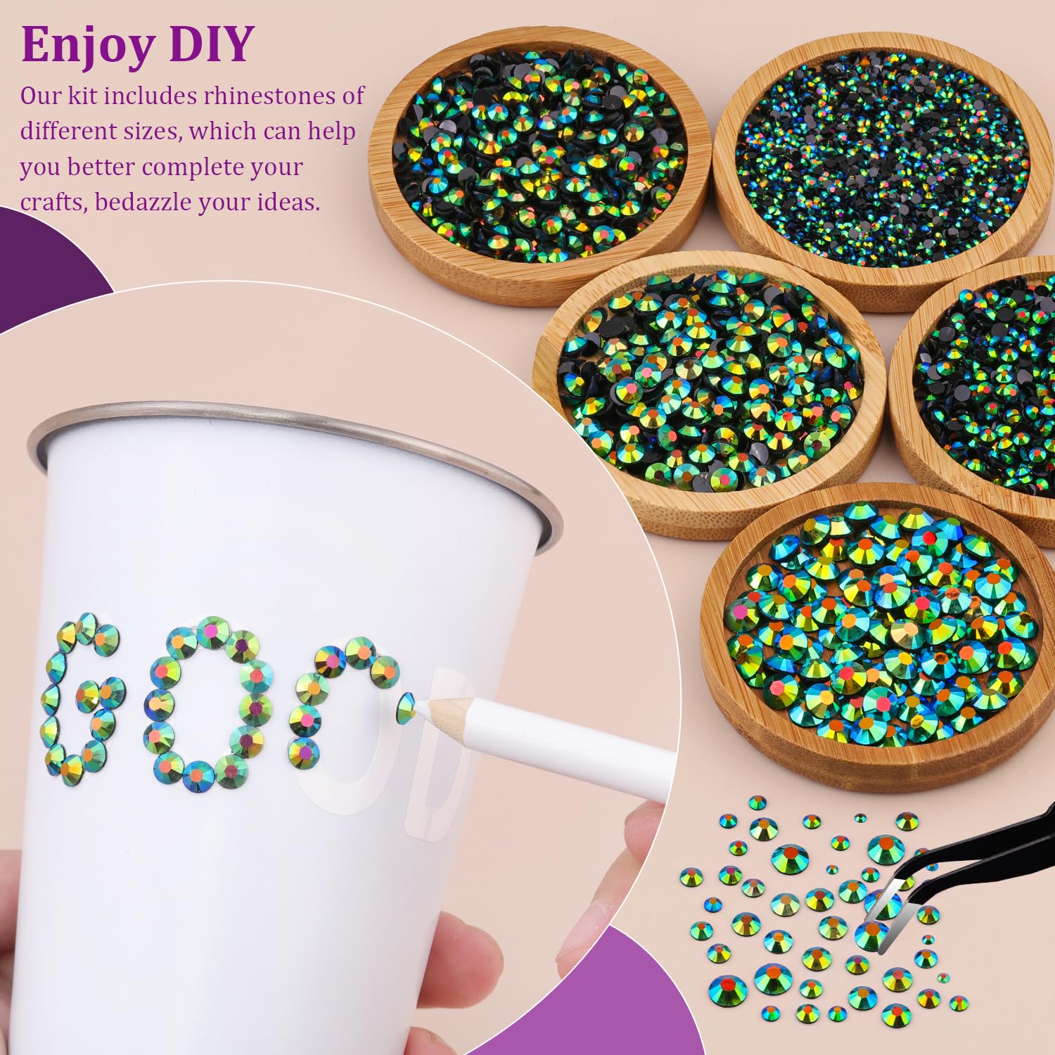 Resin Jelly Rhinestones for Crafting with B7000 Jewelry Glue, 2 Boxes Emerald Black AB Flatback Crystals with 3Pcs 10ml Glue, Bedazzling Non Hotfix Gems for DIY Tumblers Clothing Shoes Manicure-Velvo Beauty
