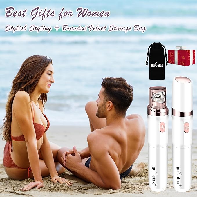 Hair Removal Epilator for Women, Gurelax Facial Epilator Hair Remover, Plucker for Face, Lip, 2-in-1 Epilation System, All Ages and Skin Types,with Brush, Pouch-Velvo Beauty