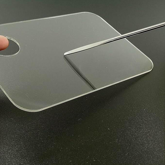 2 Pcs Acrylic Makeup Palette Makeup Mixing Tray with Makeup Spatula for Beauty Salon Color Cream Liquid Foundation Mixing Palette (Rectangular)-Velvo Beauty