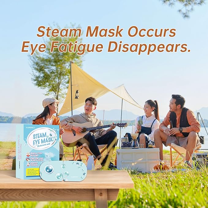 Steam Eye Mask Hyaluronic Acid Formula Self Heating Moist Eye Compress Disposable SPA Warm Eye Mask 5 Packs for Dry Eye, Eye Fatigue, Soothing Headache Travel Trouble Sleeping-Velvo Beauty