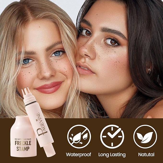 Freckle Stamp Pen, Fake Freckle Stamp Makeup Tool, Faux Freckle Stamp with Quick Dry 5-Point Multi-Prong Soft Tip, Waterproof & Long Lasting Lifelike Sunkissed Face Freckle Makeup (4# Espresso)-Velvo Beauty