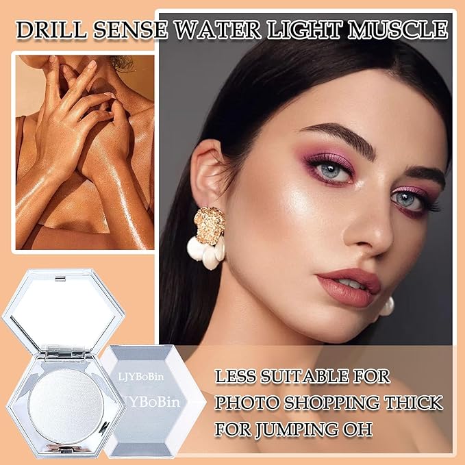 Body Glitter Face Highlighter Palette,Shimmering Shiny Contour Makeup Palette for Women,Lightweight Smoothing Long Lasting Face High Gloss Highlighter Powder Makeup Kit with Brush 01#-Velvo Beauty