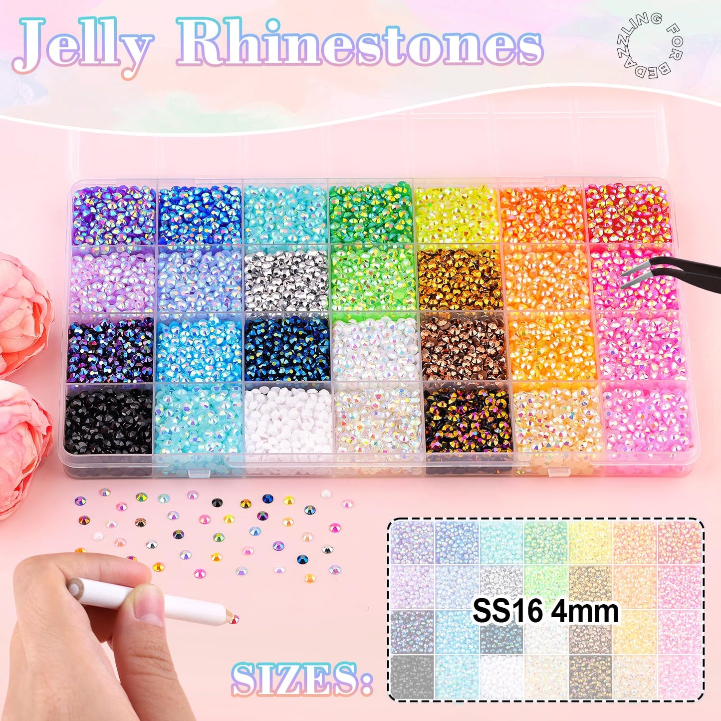13000Pcs Resin Rhinestones with B7000 Jewelry Glue for Crafting, Multicolors 4mm Non Hotfix Flatback Gems, Bedazzling Crystal for DIY Crafts Clothing Tumblers Mugs Shoes Fabric Decor Nail Art-Velvo Beauty