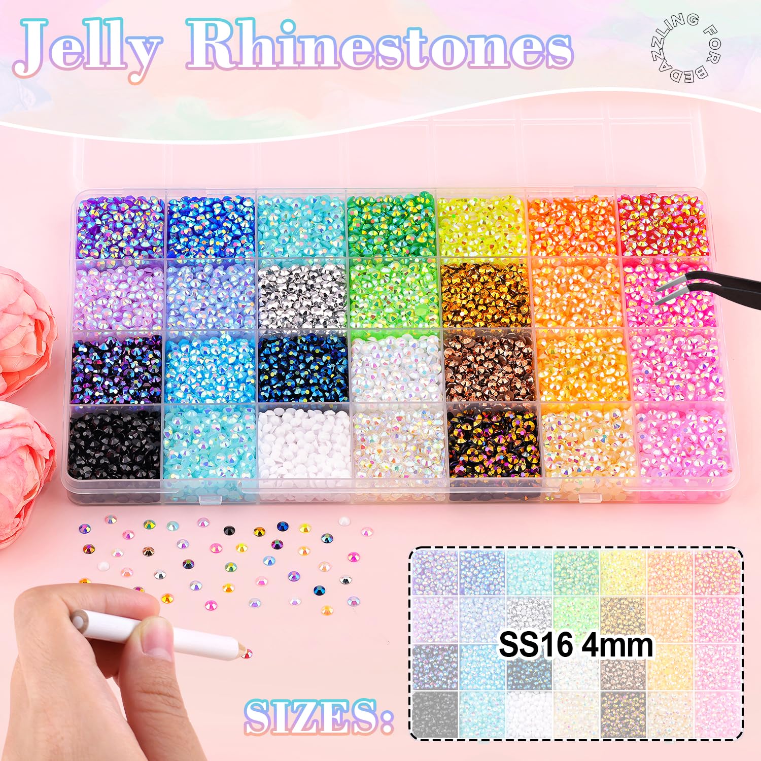 13000Pcs Resin Rhinestones with B7000 Jewelry Glue for Crafting, Multicolors 4mm Non Hotfix Flatback Gems, Bedazzling Crystal for DIY Crafts Clothing Tumblers Mugs Shoes Fabric Decor Nail Art-Velvo Beauty