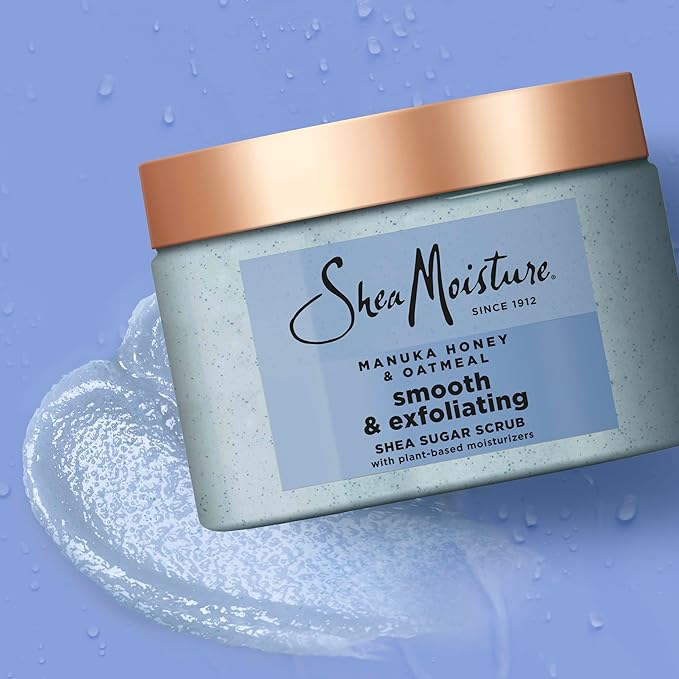 SheaMoisture Shea Sugar Body Scrub Manuka Honey Oatmeal for smooth & exfoliating Smooth and Exfoliating Body scrub with 24h shea moisture nutrients 12 oz-Velvo Beauty